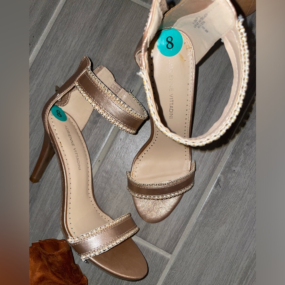 Jimmy choo dupe Rose Gold Beaded Ankle-Strap Heels